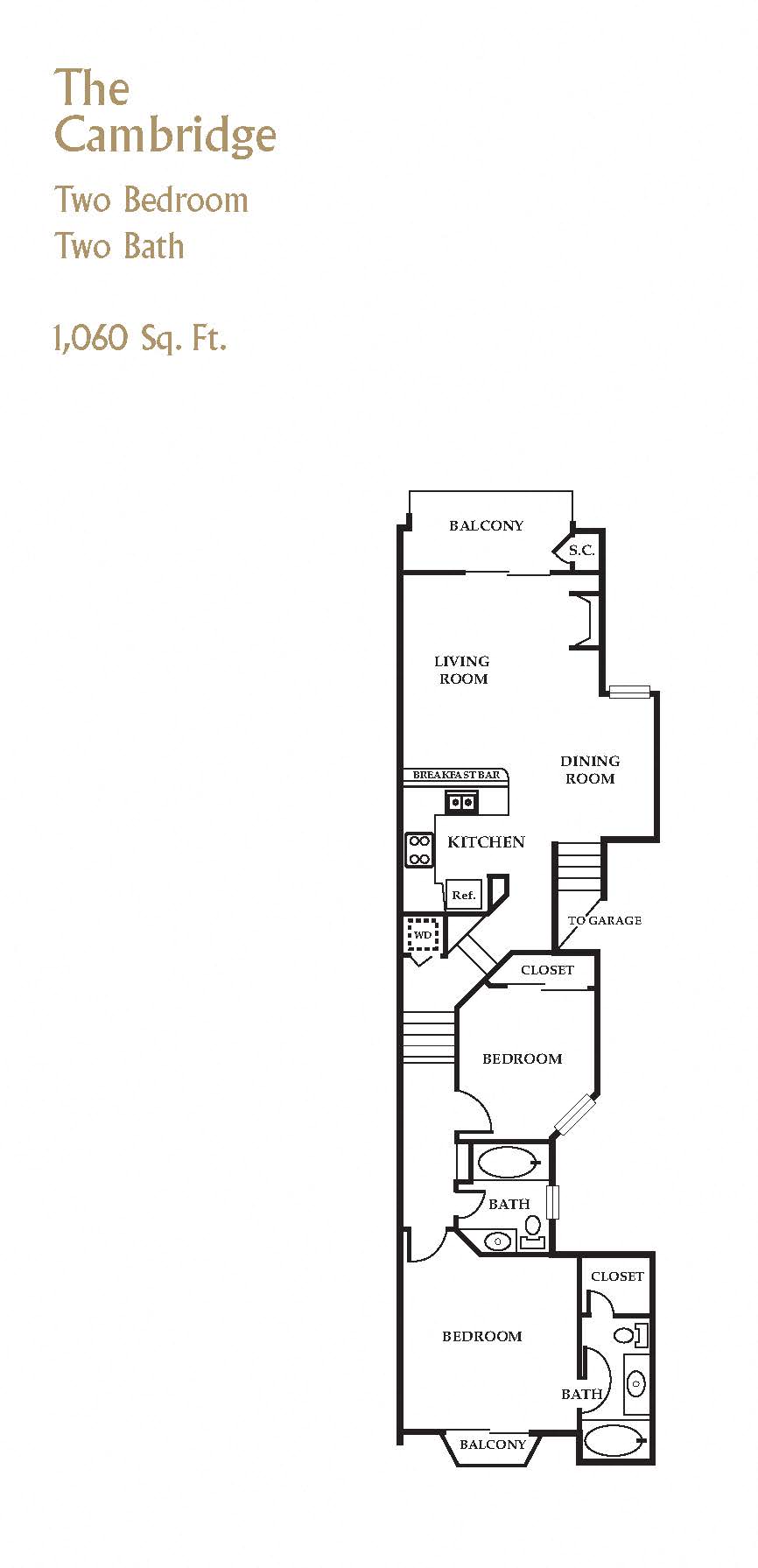 Brownstone Townhomes 2 bedroom 2 bathroom floor plan